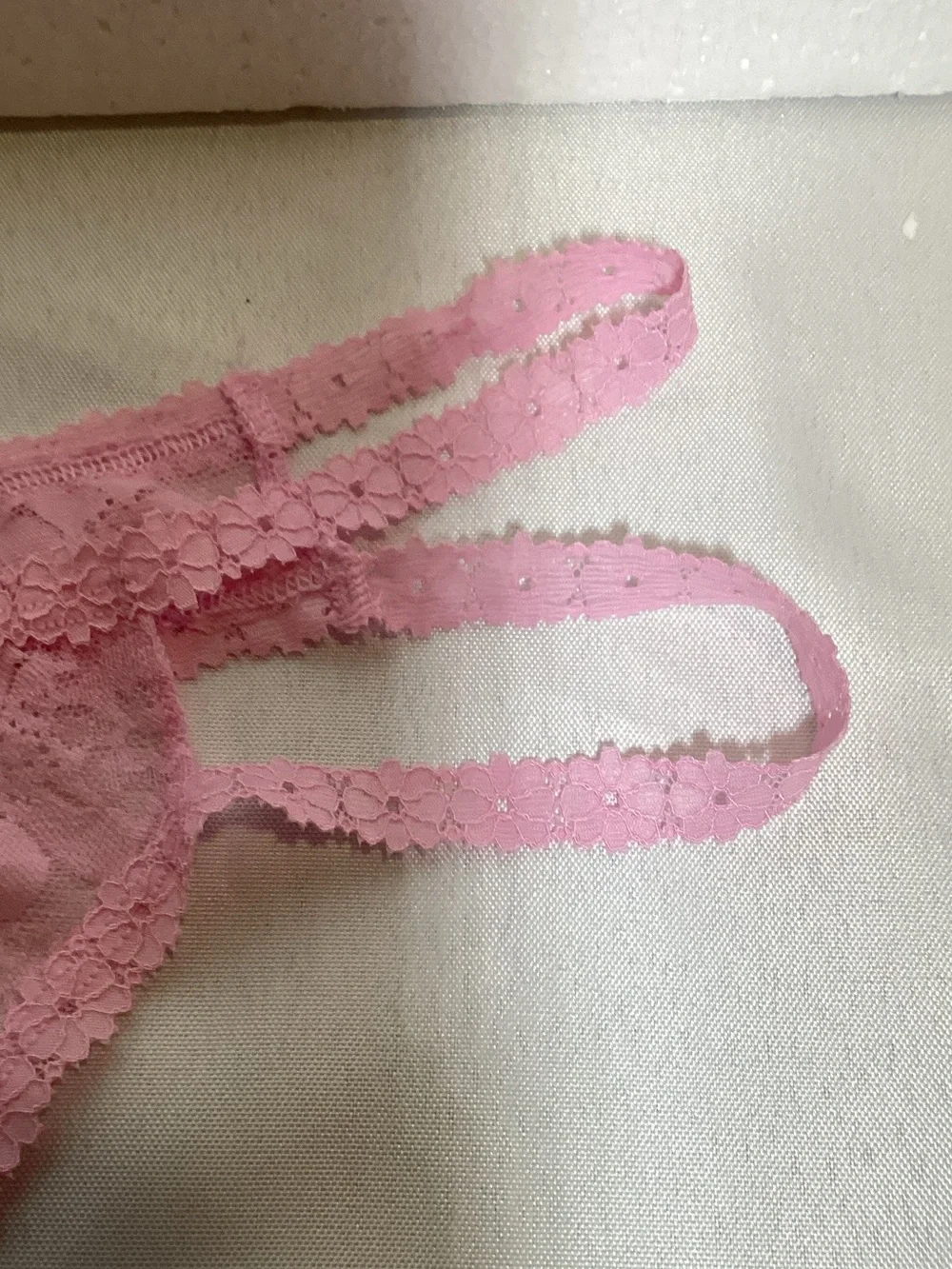 PINK Victoria's Secret Light Pink Lace Strappy Bikini Panty